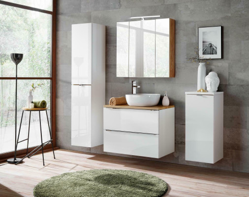 Design Buedzëmmer Miwwelen Bad 4 tlg. Set Garnitur Deko Schaf Wäschbecken