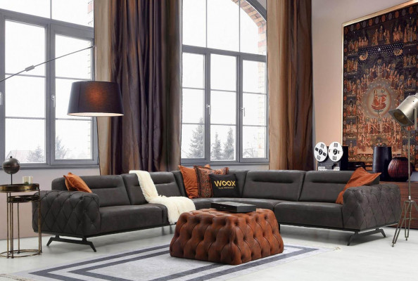 Wénkelcanapé Stoffsofa Wénkelsofa L-Form Couch Gro Sofa Polstersofa Miwwelen