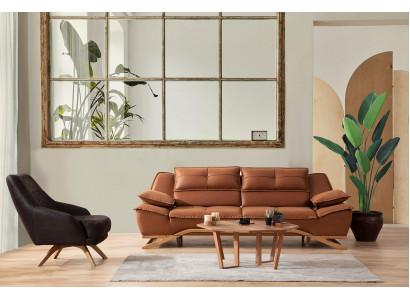 Couch-Garnitur Drësëtzer Fotell Stoffsofa Polstersofa 2tlg Sofa Brong