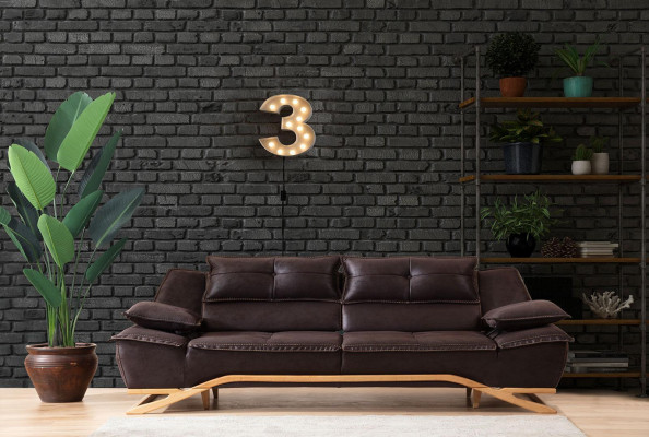 Couch Dräisëtzer Stoffsofa Design Sofa 3 Sëtzer Polstersofa Schwaarz