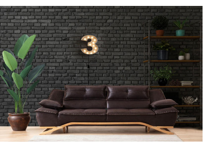 Couch Dräisëtzer Stoffsofa Design Sofa 3 Sëtzer Polstersofa Schwaarz