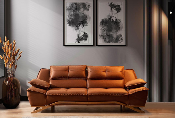 Drësëtzeger Stoffcouch Couch Braun Sofa 3 Sëtz Polstersofa Modern