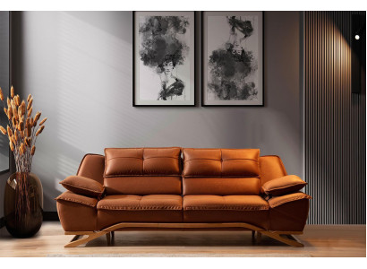 Drësëtzeger Stoffcouch Couch Braun Sofa 3 Sëtz Polstersofa Modern