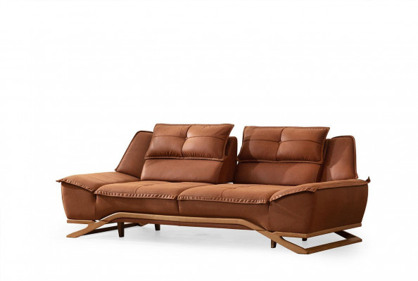 Drësëtzeger Stoffcouch Couch Braun Sofa 3 Sëtz Polstersofa Modern