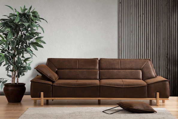 Couch Stoffcouch Drësëtzer Sofa Sëtzen Polstersofa Braun Stoff Modern