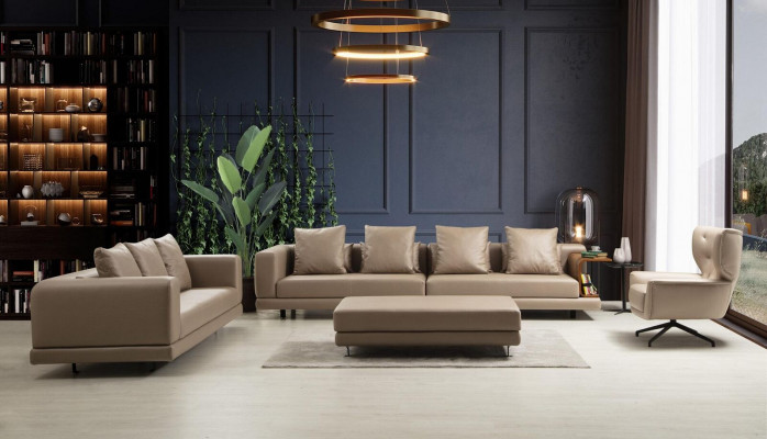 Couchgarnitur Véiersëtzeger Drësëtzeger Sessel Beige Fotell 3tlg Lieder Set