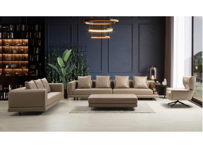 Couchgarnitur Véiersëtzeger Drësëtzeger Sessel Beige Fotell 3tlg Lieder Set