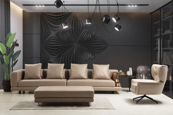 Couchgarnitur Véiersëtzeger Drësëtzeger Sessel Beige Fotell 3tlg Lieder Set