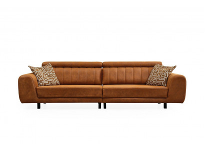 Luxus Véierplazekanapé Braun Kënschtleeder Sofa 4 Sëtzer Polstersofa