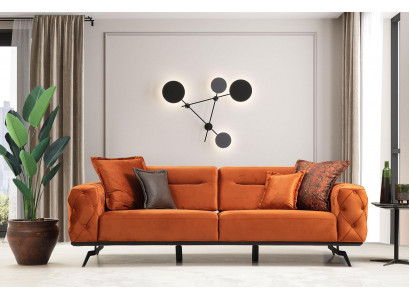 Dreisëtzer Canapé Orange Sofa 3 Sëtzer Polstersofa Chesterfield