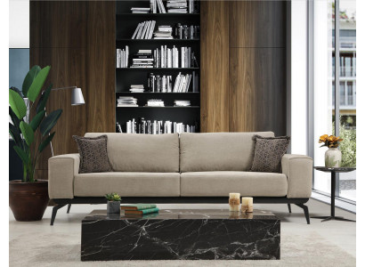 Dreiplaz Stoffkanapee Polsterkanapee Beige Kanapee Modern Stoff 3 Sëtz Couch