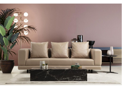 Däitschlechere Canapé Beige Sofa 3 Plazen Polstersofa Modern Konschtleder