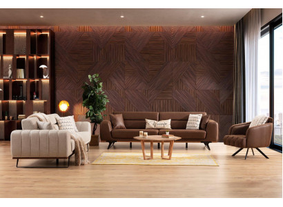 Sofa-Garnitur Véiersëtzer Dräisëtzer Fauteuil Canapé Brong Polstersofa Sofa