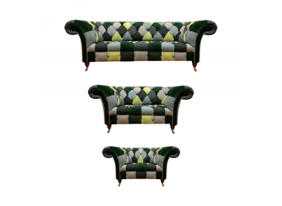 Chesterfield Wunnzëmmer Modern Polstermiwwel Sofagarnitur 3tlg 3+2+1