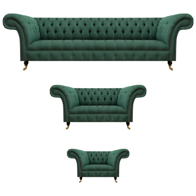 Luxus Sofaen Gréng Komplett Sofa-Garnitur Polstermébel Wunnzëmmer Couch Stoff