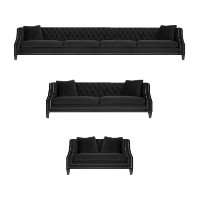 Chesterfield Schwaarz Sofagarnitur Sofas Couch Wunnzëmmer Fotell Neigarnitur