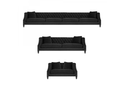 Chesterfield Schwaarz Sofagarnitur Sofas Couch Wunnzëmmer Fotell Neigarnitur