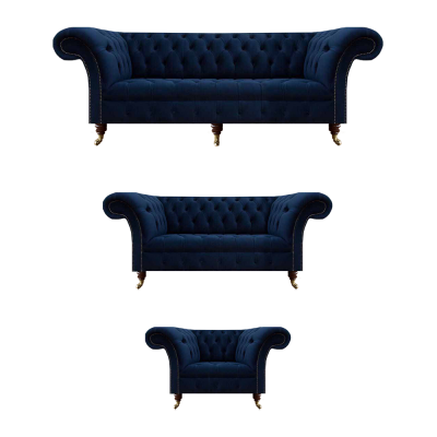 Wunnzëmmer Komplett Miwwelen 3 deeler Sofaen Couch Luxus Fotell Textil Ariichtung