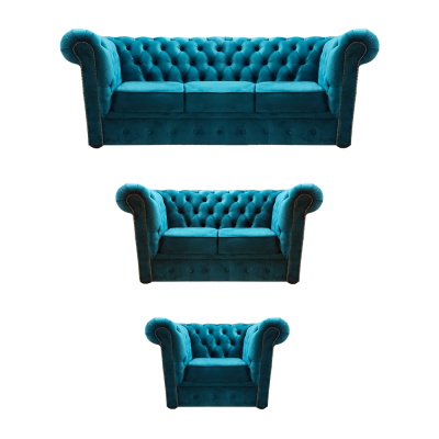 Sofagarnitur Modern Textil Fotell 2x Canapéen Chesterfield Wunnzëmmer 3+2+1