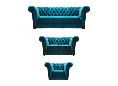 Sofagarnitur Modern Textil Fotell 2x Canapéen Chesterfield Wunnzëmmer 3+2+1
