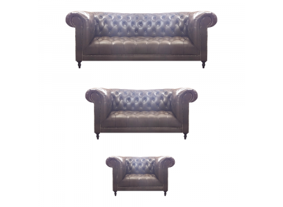 Wunnzëmmer Set 3tlg Braun Lieder Ariichtung Polstermébel Chesterfield Nei