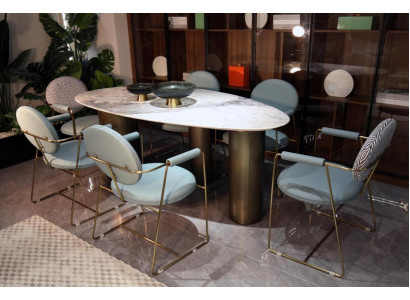 Ovalen Dëscht Iesszëmmer Dëscher Iessdëscher 180x85 Iessdëscher Marmor Optik