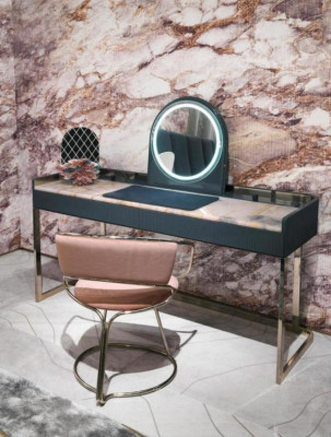 Schlofkummer Miwwelen Schminktisch Designer Schminkstull Luxus Holzmiwwelen