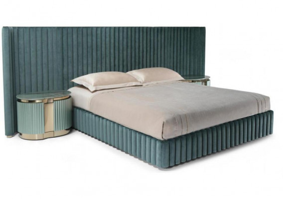 Schlofzimmermiwwel Duebelbett 2x Nuetsdëscher Bettgestell Nuetskëschtchen