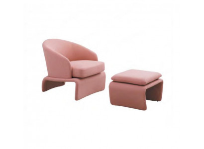 Set Sessel a Fousshocker Club Lounge rosa Stoff am modernen Stil Wunnzëmmer