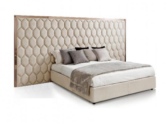 Grousst beige duebel Bett Designer Bett Bettgestell mat Kappdeckel Miwwelen