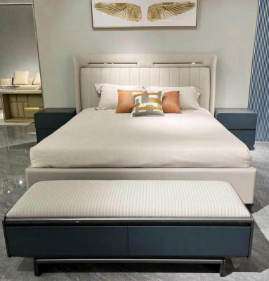 Schlofzëmmer Set Luxus Miwwelen Bett Nuetsdësch Doppelbetter Bettrahmen