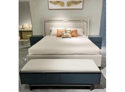 Schlofzëmmer Set Luxus Miwwelen Bett Nuetsdësch Doppelbetter Bettrahmen