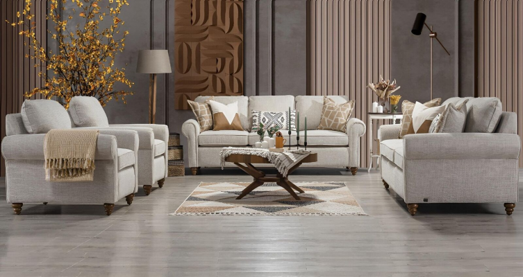 Wunnzëmmer Sofagarnitur Modern Design Miwwelen 2x Sofa Dräisëtzer 2x Sesselen