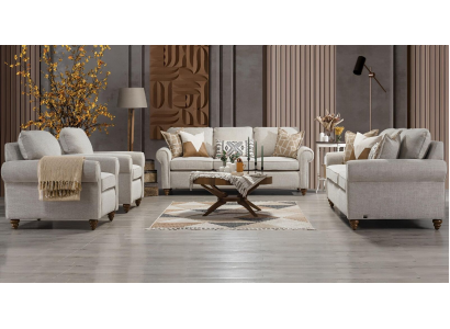 Wunnzëmmer Sofagarnitur Modern Design Miwwelen 2x Sofa Dräisëtzer 2x Sesselen
