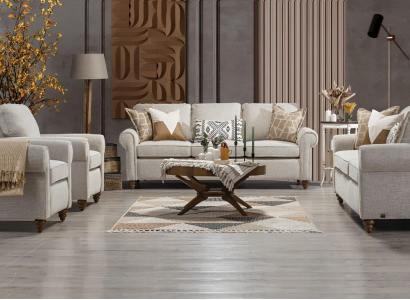 Wunnzëmmer Sofagarnitur Modern Design Miwwelen 2x Sofa Dräisëtzer 2x Sesselen