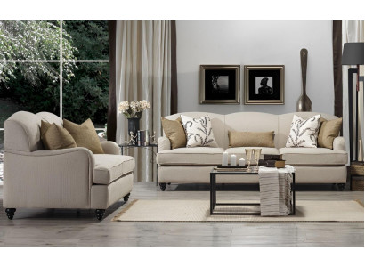 Wunnzëmmer Sofagarnitur Zwëschesëtzer mat Dräisëtzer Luxus Sofa Design Ariichtung