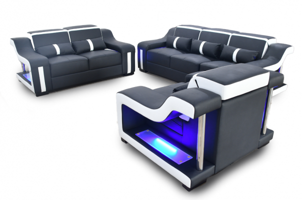 Sofasett 3+2+1 Sëtzer Set Design Canapé Polster Couchen Beliicht Couch