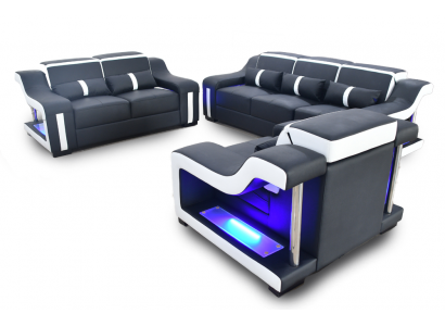 Sofasett 3+2+1 Sëtzer Set Design Canapé Polster Couchen Beliicht Couch