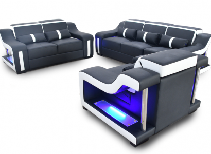 Sofasett 3+2+1 Sëtzer Set Design Canapé Polster Couchen Beliicht Couch
