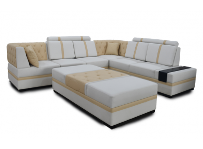 Designer Sofa Luxus Eckcouch mat Hocker Polster Garnitur Wunnzëmmer L-Form