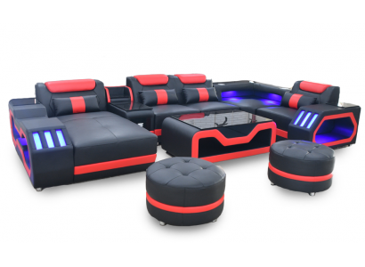 Multifunktionale Canapé Couch Wunnlandschaft Couchen Polstersofa LED Beliichtung