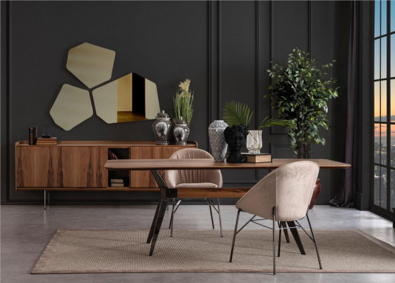Moderne Iesszëmmer Luxus Garnitur Iessdësch 2x Still Sideboard Kommmodéier.