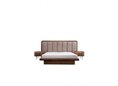 Modern Schlofzëmmer Bett Holzbett Luxus Designer Miwwelen Bettgestell