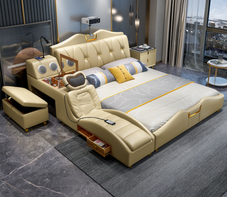 Designbett beige Hotelkappwëll 180x200 multifunktionell Regal Better nei