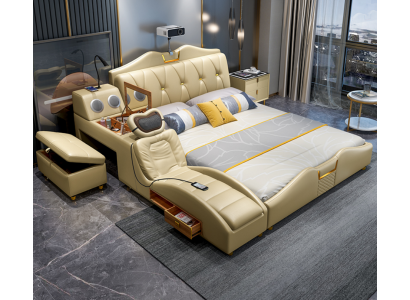 Designbett beige Hotelkappwëll 180x200 multifunktionell Regal Better nei