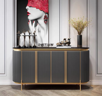 Anrichte Sideboard Luxus Designer Holz Regal Schaf Möbel Grau Kommode