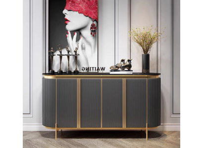 Anrichte Sideboard Luxus Designer Holz Regal Schaf Möbel Grau Kommode