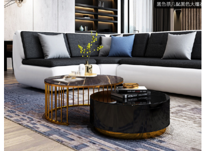 Modernen Couchtisch Ariichtung Wunnzëmmer Miwwelen Schwaarz Dëscher