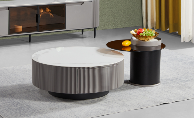 Ronne Set 2x Nuetsdëscher Kaffisdësch Säitendësch Design Wunnzëmmer