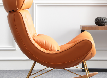Design Sofa Fauteuil Canapé Polster Luxus Kënschtlech Lieder 1 Sëtz Nei Orange